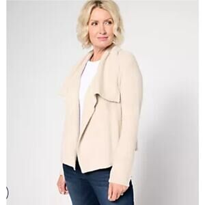 Barefoot Dreams Shawl Cardigan 1X CozyChic Lite Womens Ivory Ribbed Loose New